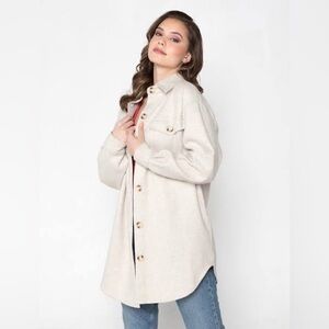 C'est Moi Beige Jacket | OS (would fit a large)